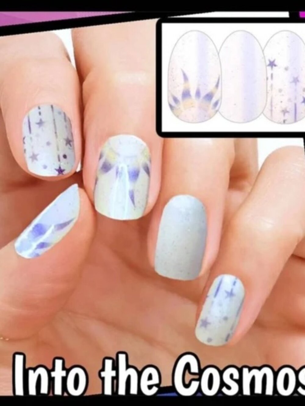 Into the Cosmos Color Street Nail Polish Strips Retired Pearl White Stars Moon